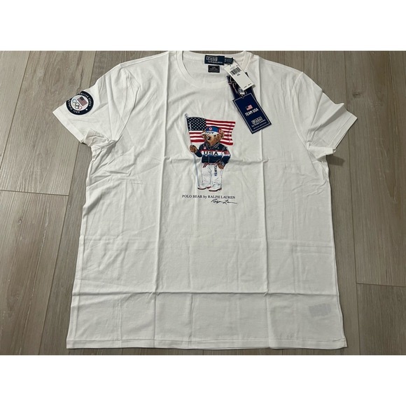 NWT Ralph Lauren Polo Bear Team USA Olympics White T-Shirt Men's Size XXL 2024